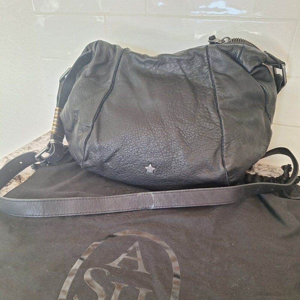 Ash Black Leather Crossbody Bag